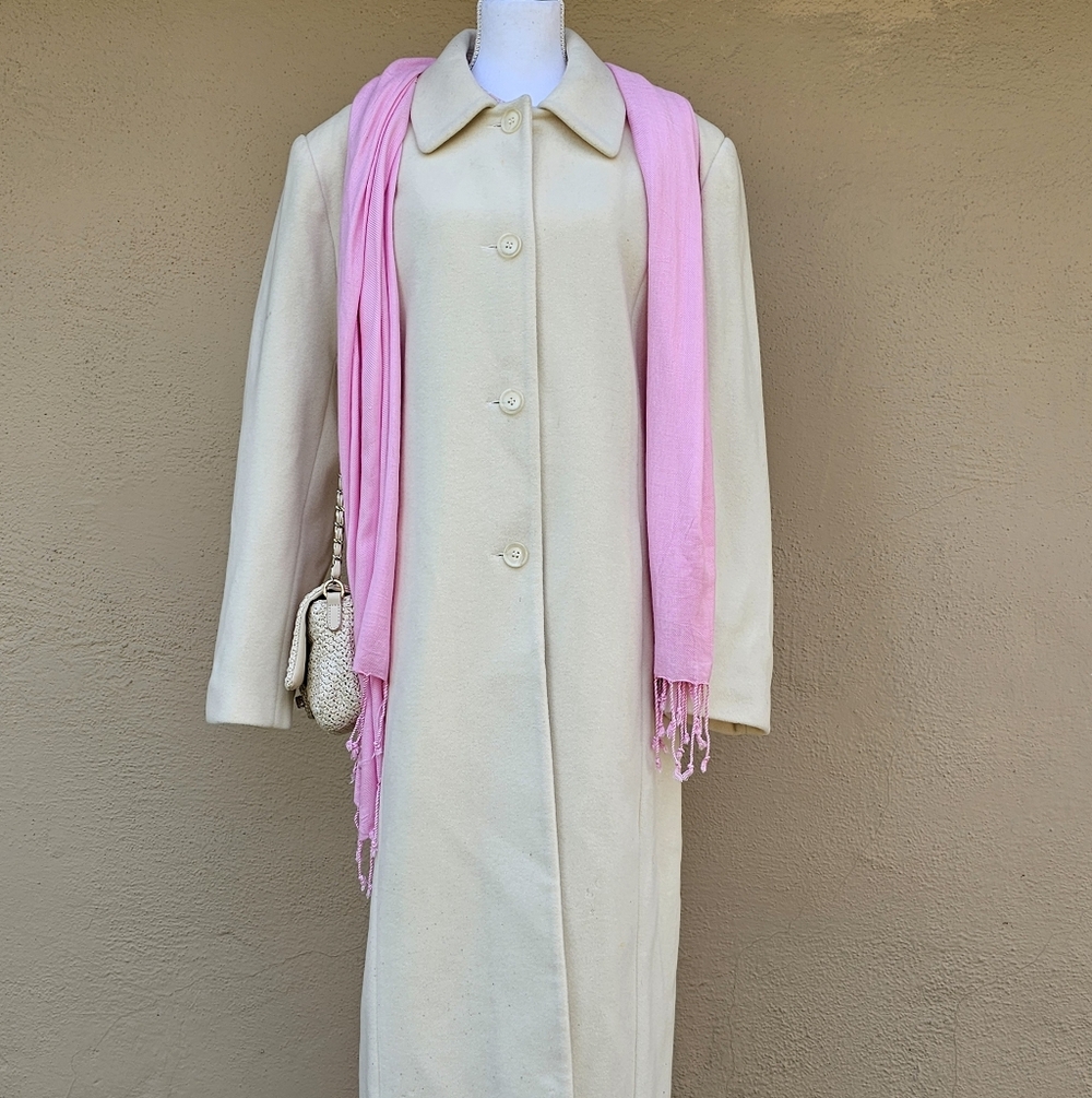 Levine Classics White Floor Length Wool Coat Plus Size 20W